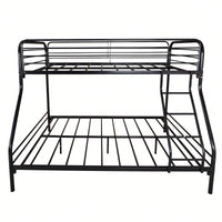 Heavy Duty Twin Over Full Bunk Bed Metal Frame with Guardrails and Storage Easy Assembly No Box Spring Needed