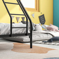 Heavy Duty Twin Over Full Bunk Bed Metal Frame with Guardrails and Storage Easy Assembly No Box Spring Needed