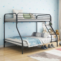 Heavy Duty Twin Over Full Bunk Bed Metal Frame with Guardrails and Storage Easy Assembly No Box Spring Needed