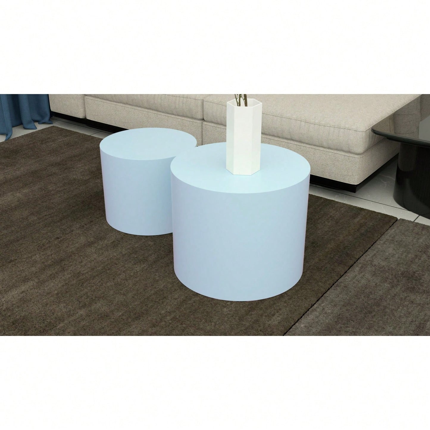 Round Nesting Coffee Tables Set of 2 for Small Spaces No Assembly Required Living Room Accent Tables 19 and 15 Inches