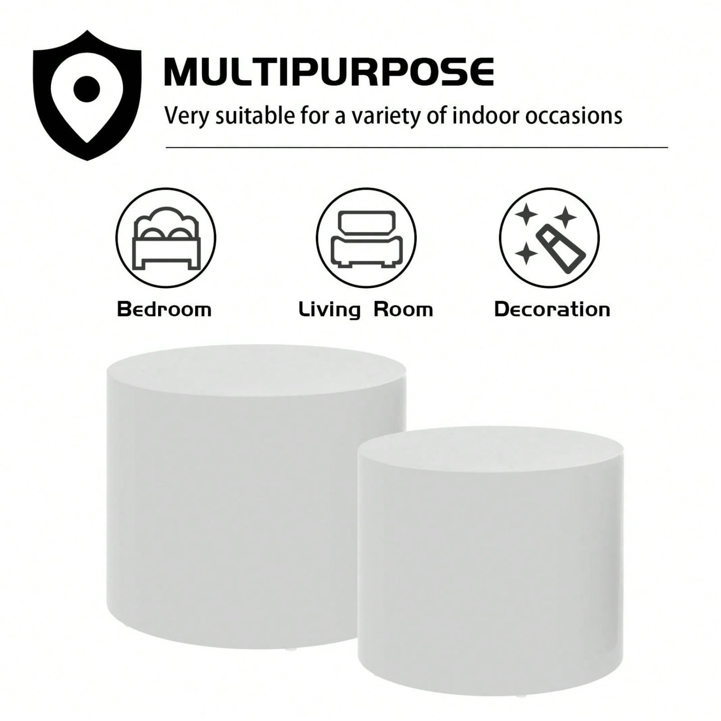 Round Nesting Coffee Tables Set of 2 for Small Spaces No Assembly Required Living Room Accent Tables 19 and 15 Inches