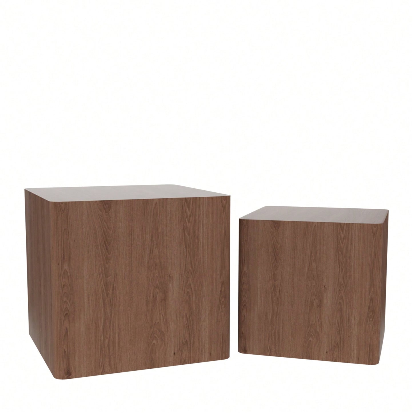 Nesting Coffee Tables Set of 2 with Walnut and Oak Trim Space-Saving MDF Side Tables for Living Room and Bedroom