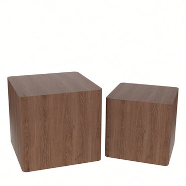 Nesting Coffee Tables Set of 2 with Walnut and Oak Trim Space-Saving MDF Side Tables for Living Room and Bedroom