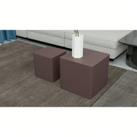 Nesting Coffee Tables Set of 2 with Walnut and Oak Trim Space-Saving MDF Side Tables for Living Room and Bedroom