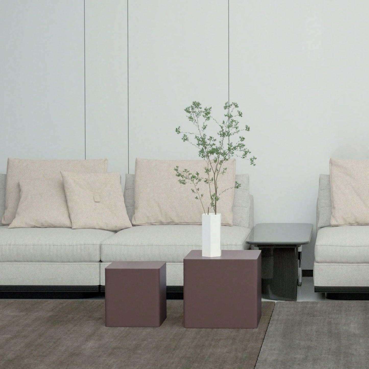 Nesting Coffee Tables Set of 2 with Walnut and Oak Trim Space-Saving MDF Side Tables for Living Room and Bedroom