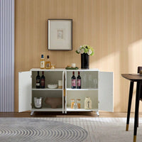 Modern Buffet Cabinet With 4 Doors And Adjustable Shelves - Large Storage Sideboard For Dining Room, Living Room