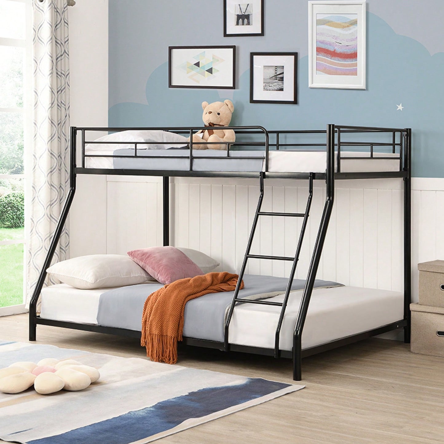 Metal Bunk Bed In Black