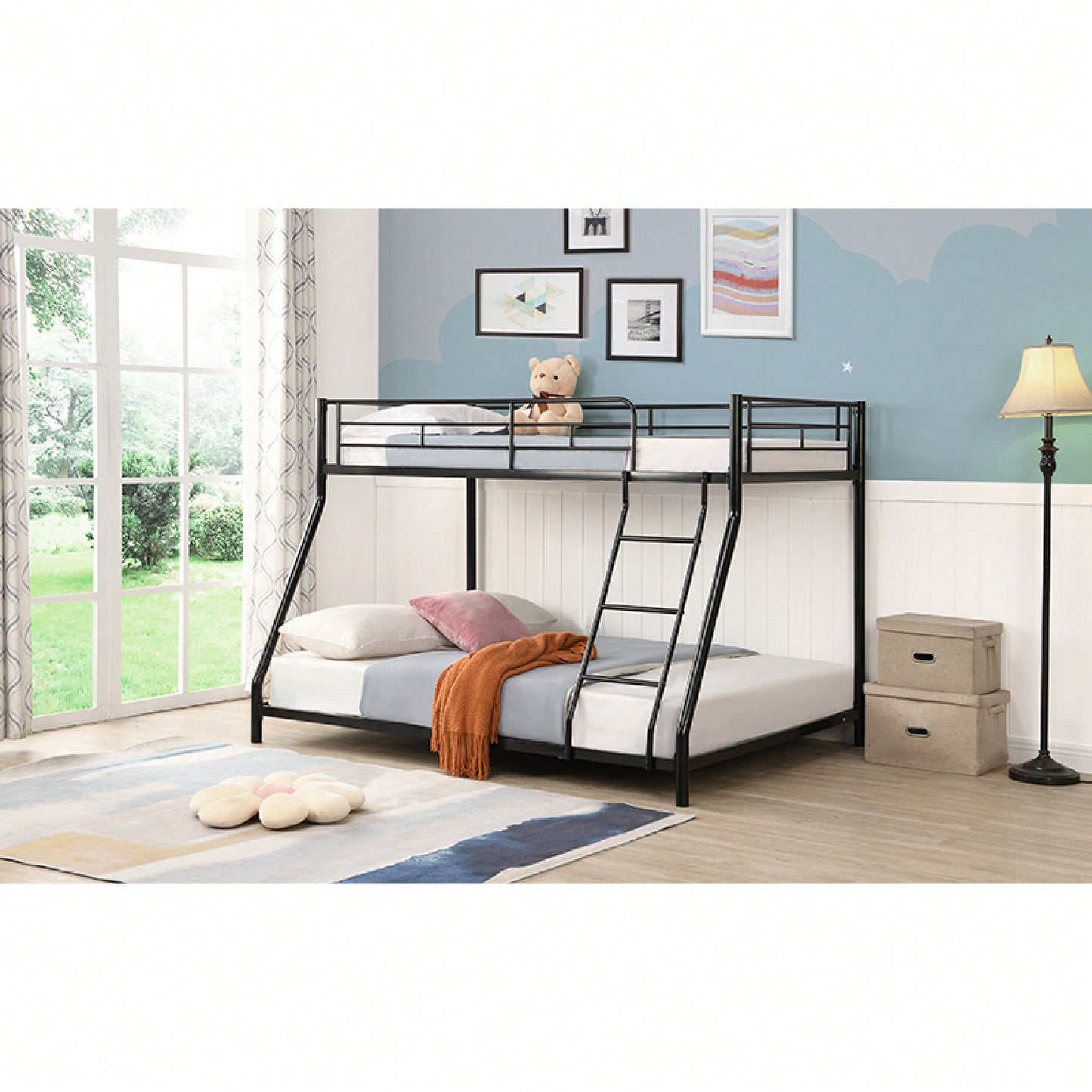 Metal Bunk Bed In Black