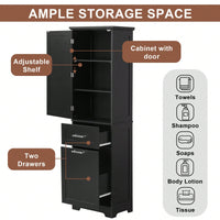 Tall Freestanding Bathroom Storage Cabinet with Adjustable Shelves and Drawers for Organizing Essentials