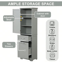 Tall Freestanding Bathroom Storage Cabinet with Adjustable Shelves and Drawers for Organizing Essentials