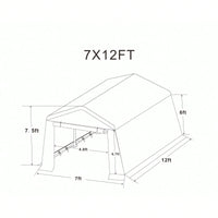 Heavy Duty 7x12ft Outdoor Storage Shelter Portable Garage For Motorcycle, Bike, Garden Tools, ATV, G