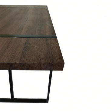 Modern Minimalist MDF Desktop, Walnut Color Metal Legs, Small Sized Dining Table, Computer Desk, Office Desk, Kitchen Table, For 6 Seat