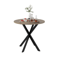 31.5 Inch Round Dining Table, Small Circle Kitchen Table With Metal Black Legs For 2-4 People, Modern Dining Room Table, Brown (Only Table)