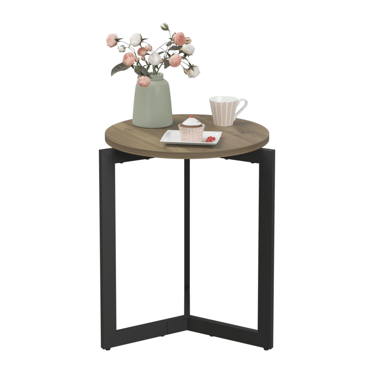 19.68''H Round Side Table, Round Accent End Table With Sturdy Metal Frame, Round Nightstand, For Living Room, Bedroom, Balcony, Office