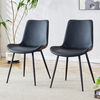 Modern Faux Leather Dining Chairs Set of 4 with Backrest Cushion and Black Metal Legs for Kitchen Restaurant Bedroom Office