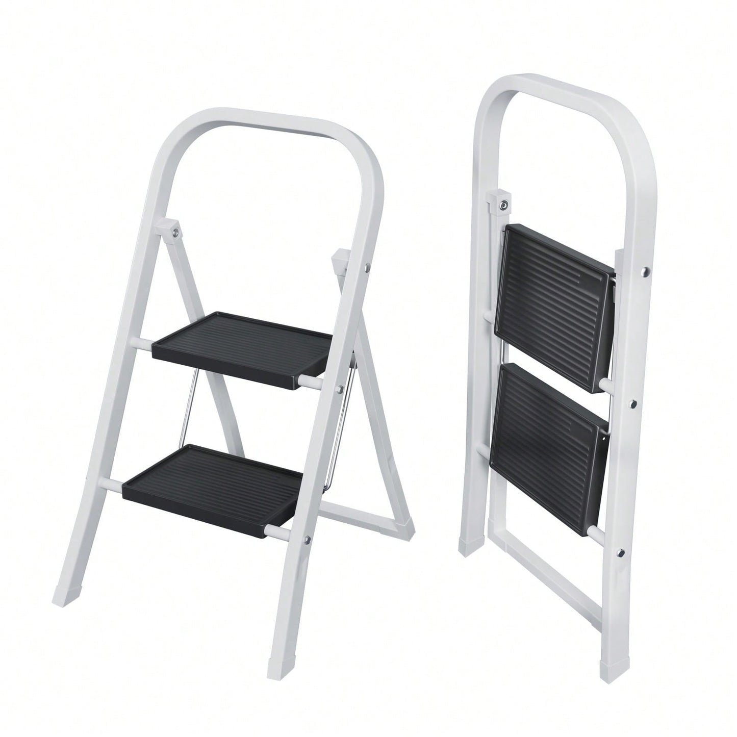 Sturdy 2 Step Ladder with Anti-Slip Pedal 330lbs Capacity Space Saving Design for Home Kitchen Office