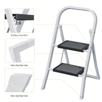 Sturdy 2 Step Ladder with Anti-Slip Pedal 330lbs Capacity Space Saving Design for Home Kitchen Office