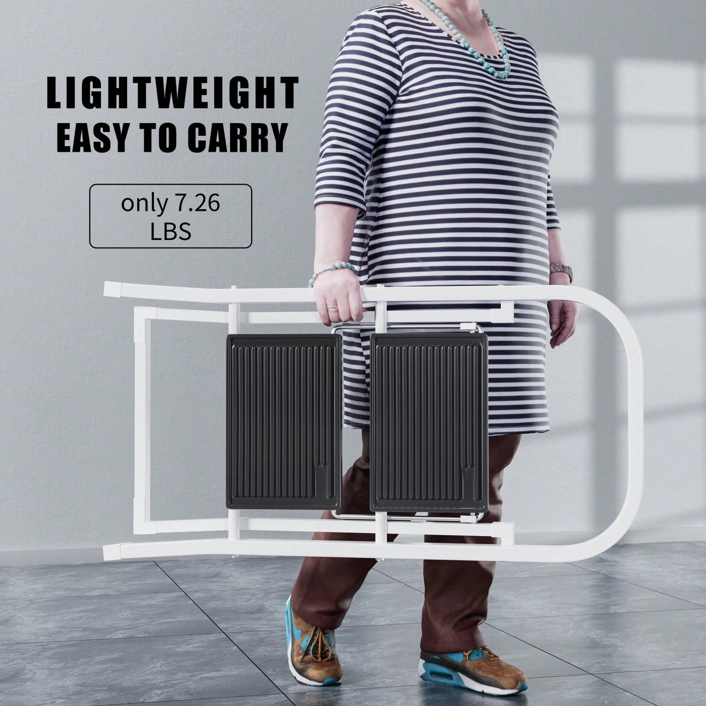 Sturdy 2 Step Ladder with Anti-Slip Pedal 330lbs Capacity Space Saving Design for Home Kitchen Office