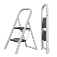 Sturdy 2 Step Ladder with Anti-Slip Pedal 330lbs Capacity Space Saving Design for Home Kitchen Office