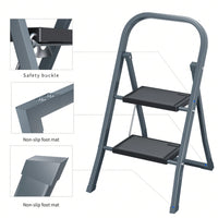 Sturdy 2 Step Ladder with Anti-Slip Pedal 330lbs Capacity Space Saving Design for Home Kitchen Office