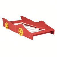 Twin Size Race Car-Shaped Platform Bed With Wheels