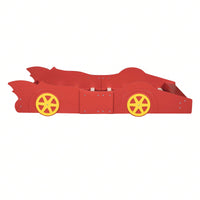 Twin Size Race Car-Shaped Platform Bed With Wheels