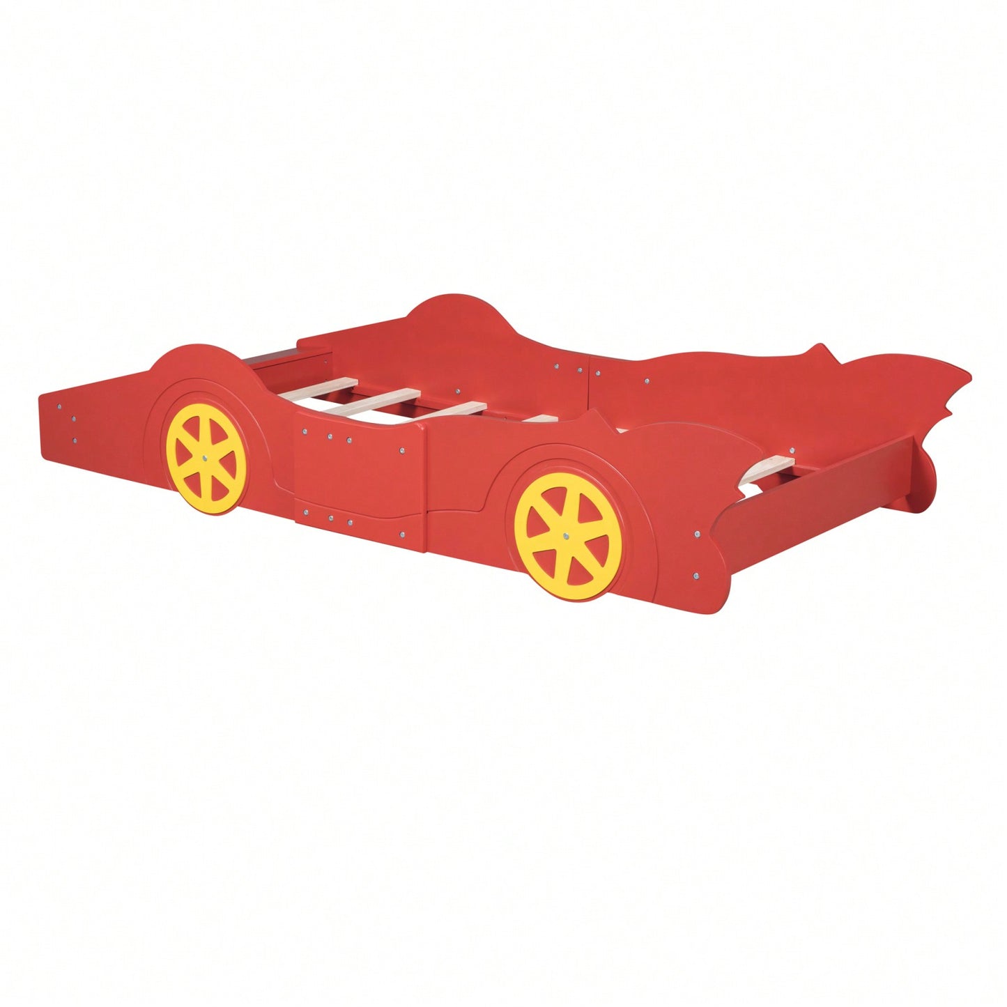 Twin Size Race Car-Shaped Platform Bed With Wheels