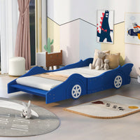 Twin Size Race Car-Shaped Platform Bed With Wheels