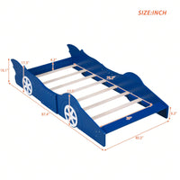 Twin Size Race Car-Shaped Platform Bed With Wheels