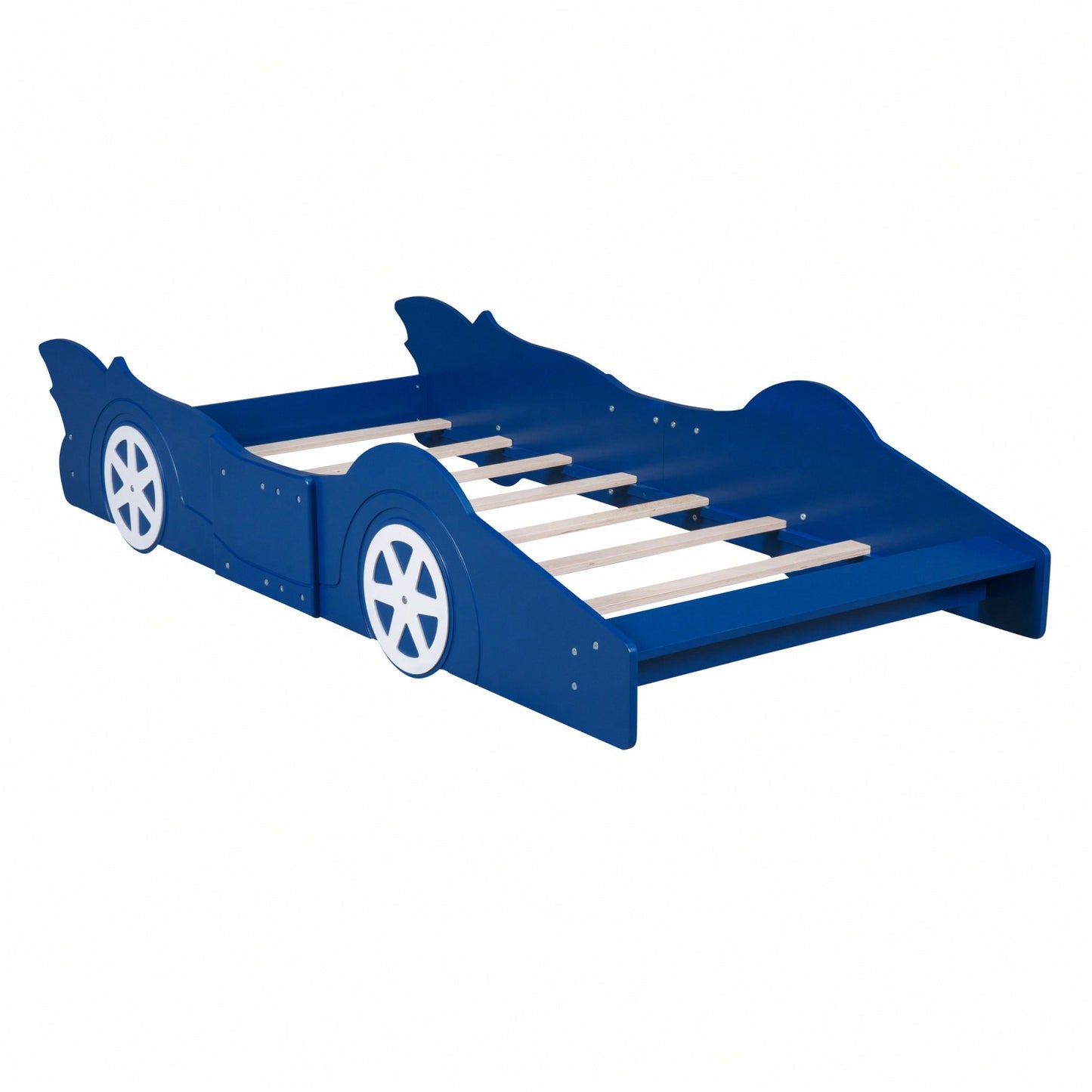 Twin Size Race Car-Shaped Platform Bed With Wheels