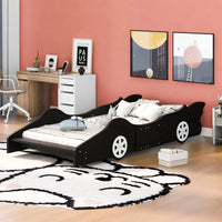 Twin Size Race Car-Shaped Platform Bed With Wheels