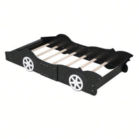 Twin Size Race Car-Shaped Platform Bed With Wheels