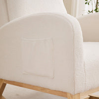 Polyester Glider Chair With High Back And Side Pocket, Rocking Accent Armchair With Rubber Wood Legs For Nursery/Bedroom