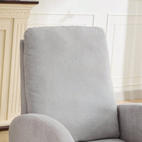 Polyester Glider Chair With High Back And Side Pocket, Rocking Accent Armchair With Rubber Wood Legs For Nursery/Bedroom