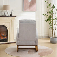 Polyester Glider Chair With High Back And Side Pocket, Rocking Accent Armchair With Rubber Wood Legs For Nursery/Bedroom