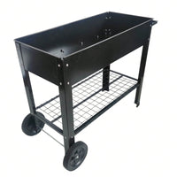 Elevated Metal Garden Bed Cart on Wheels for Indoor Outdoor Planting Herbs Vegetables Tomatoes DIY Gardening