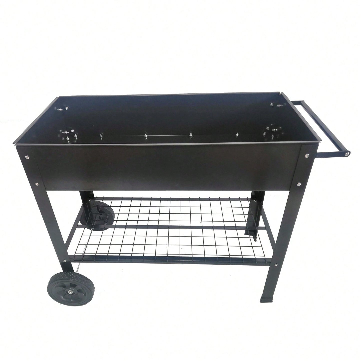 Elevated Metal Garden Bed Cart on Wheels for Indoor Outdoor Planting Herbs Vegetables Tomatoes DIY Gardening