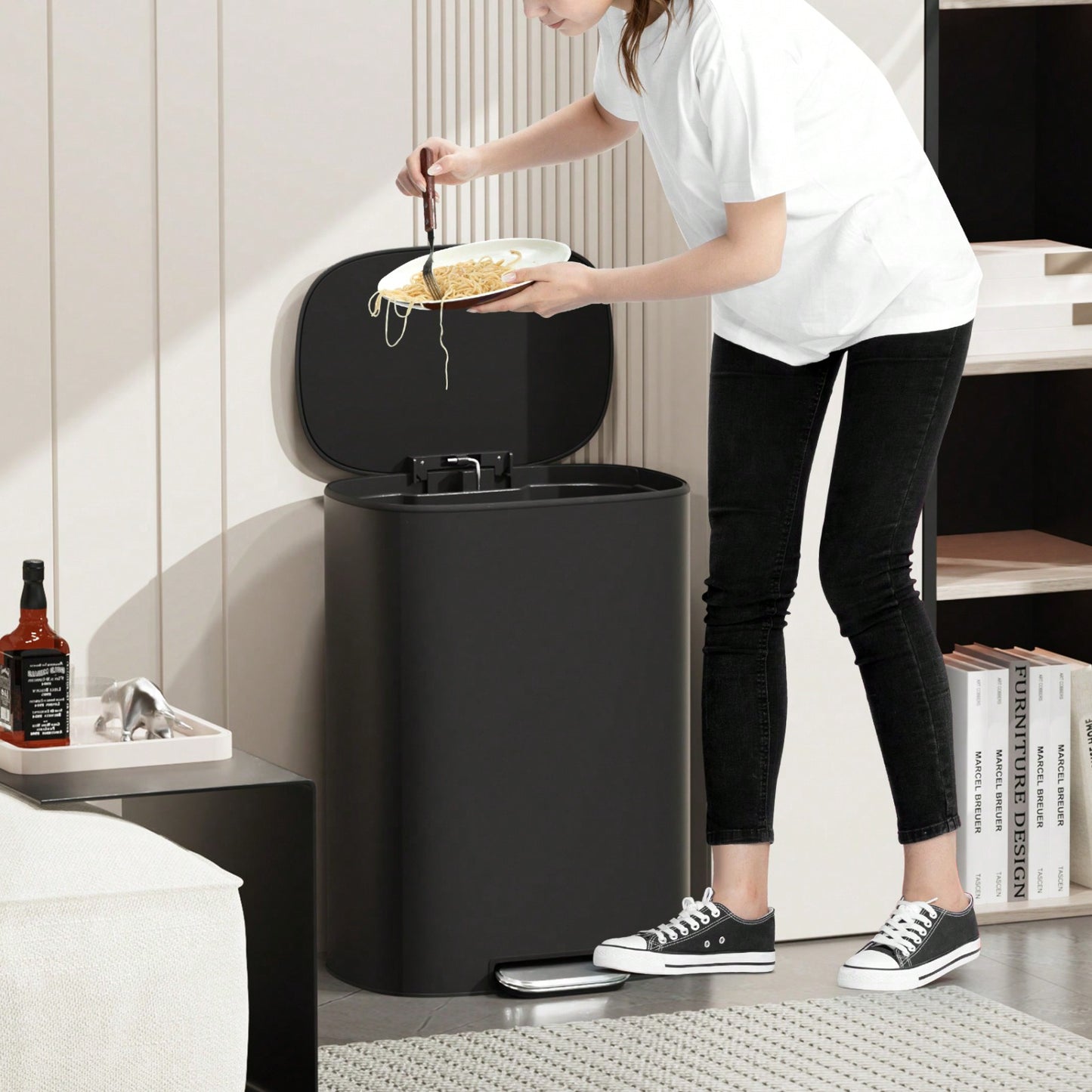 13.2 Gallon/50L Kitchen Foot Pedal Operated Soft Close Trash Can - Stainless Steel Ellipse Bustbin