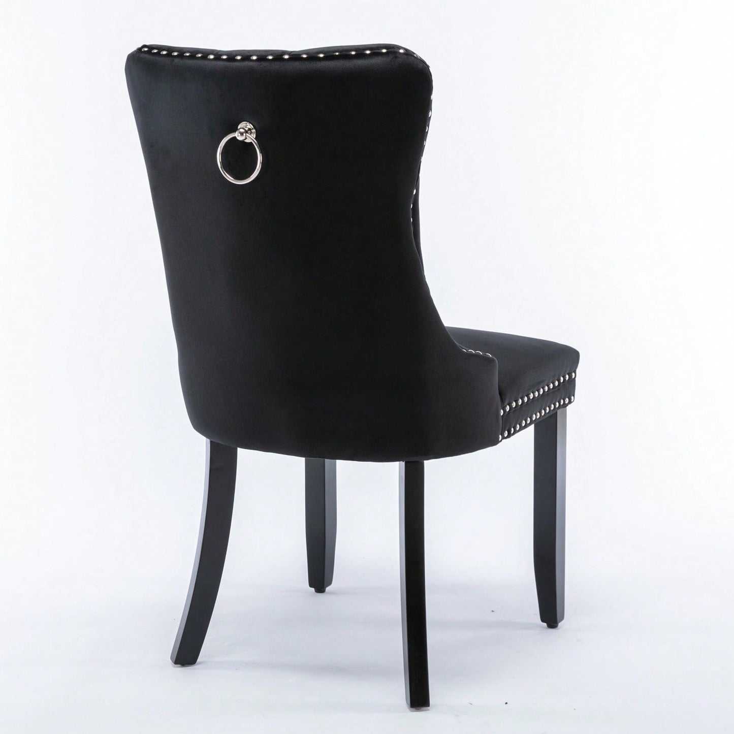 Modern, High-End Tufted Solid Wood Contemporary Velvet Upholstered Dining Chair With Wood Legs Nailhead Trim 2-Pcs Set