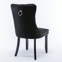 Modern, High-End Tufted Solid Wood Contemporary Velvet Upholstered Dining Chair With Wood Legs Nailhead Trim 2-Pcs Set