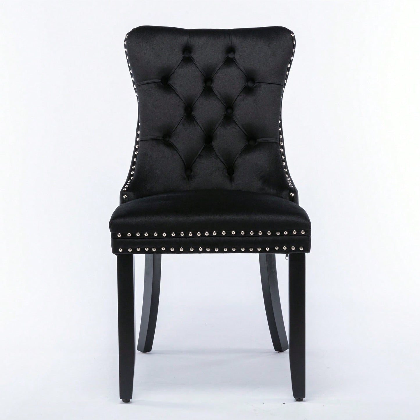 Modern, High-End Tufted Solid Wood Contemporary Velvet Upholstered Dining Chair With Wood Legs Nailhead Trim 2-Pcs Set