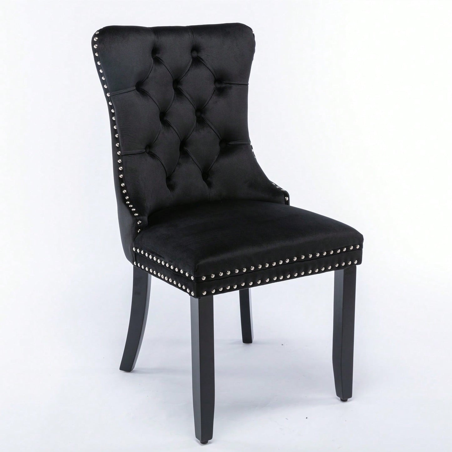 Modern, High-End Tufted Solid Wood Contemporary Velvet Upholstered Dining Chair With Wood Legs Nailhead Trim 2-Pcs Set