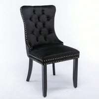 Modern, High-End Tufted Solid Wood Contemporary Velvet Upholstered Dining Chair With Wood Legs Nailhead Trim 2-Pcs Set