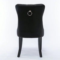 Modern, High-End Tufted Solid Wood Contemporary Velvet Upholstered Dining Chair With Wood Legs Nailhead Trim 2-Pcs Set