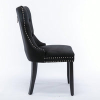 Modern, High-End Tufted Solid Wood Contemporary Velvet Upholstered Dining Chair With Wood Legs Nailhead Trim 2-Pcs Set