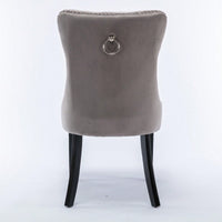 Modern, High-End Tufted Solid Wood Contemporary Velvet Upholstered Dining Chair With Wood Legs Nailhead Trim 2-Pcs Set