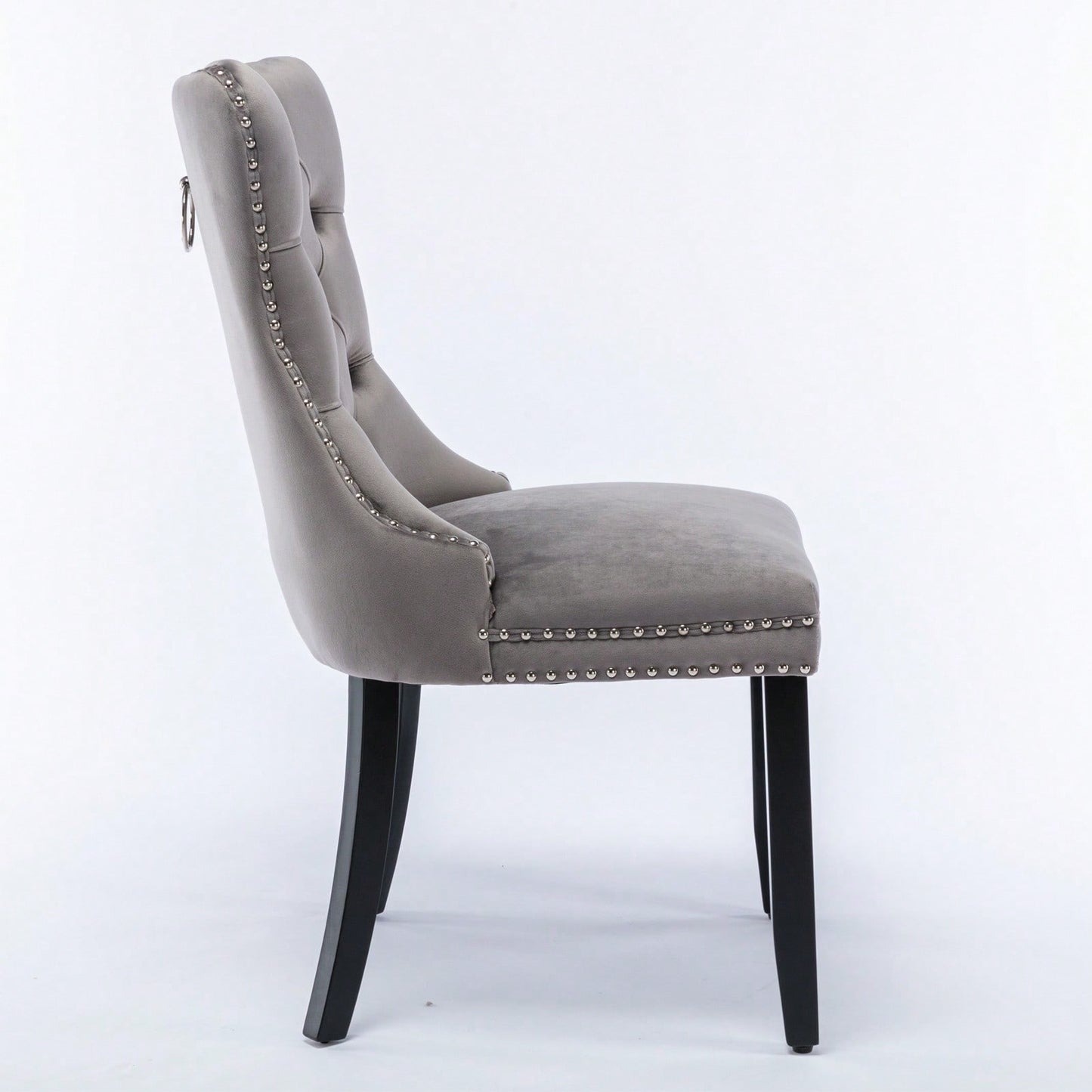 Modern, High-End Tufted Solid Wood Contemporary Velvet Upholstered Dining Chair With Wood Legs Nailhead Trim 2-Pcs Set