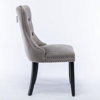 Modern, High-End Tufted Solid Wood Contemporary Velvet Upholstered Dining Chair With Wood Legs Nailhead Trim 2-Pcs Set