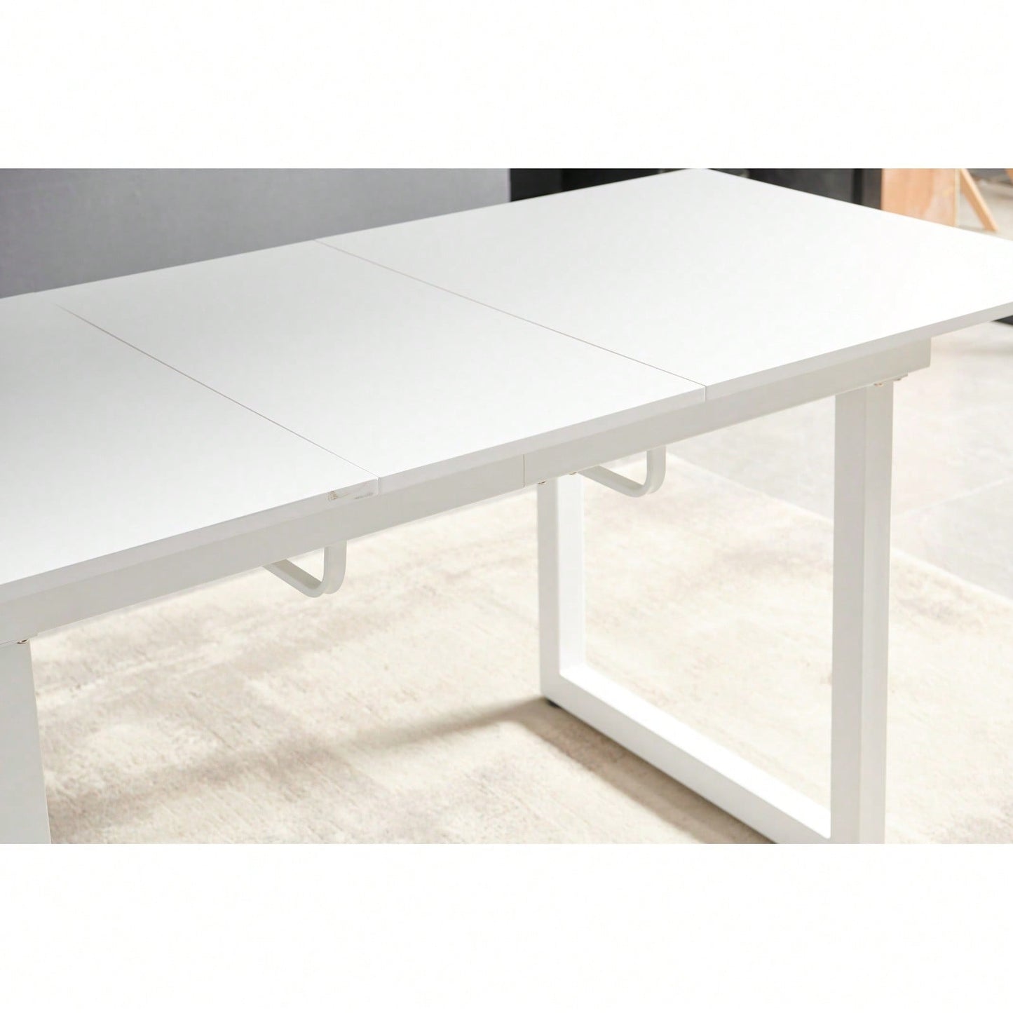 Modern Space Saving Kitchen Table For Living Room, Extendable Dining Table With Metal Leg
