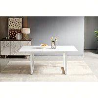 Modern Space Saving Kitchen Table For Living Room, Extendable Dining Table With Metal Leg